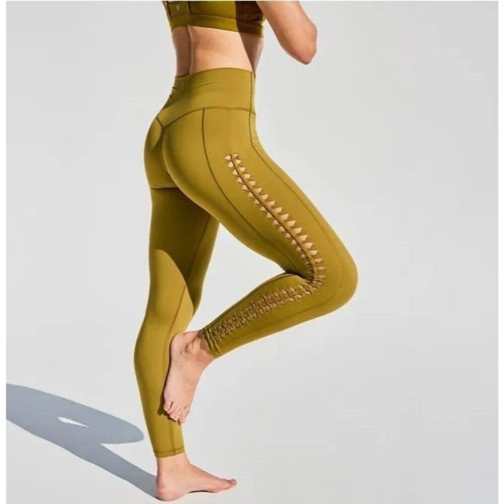 Calia Inspire Crochet 7/8 Legging in Olive Bronze NWT